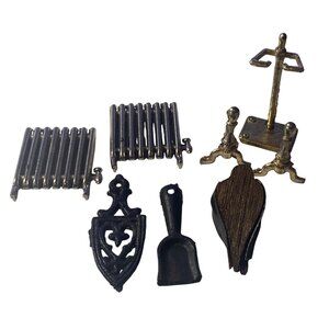 VTG Doll House Miniatures Radiator Fireplace Accessories Assortment 9 Items